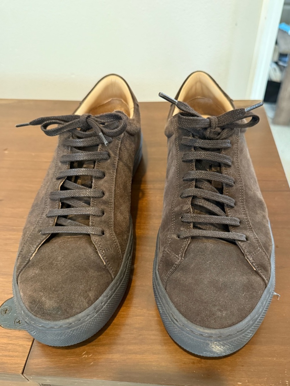 Suitsupply Dark Brown Suede Low-Top Sneakers